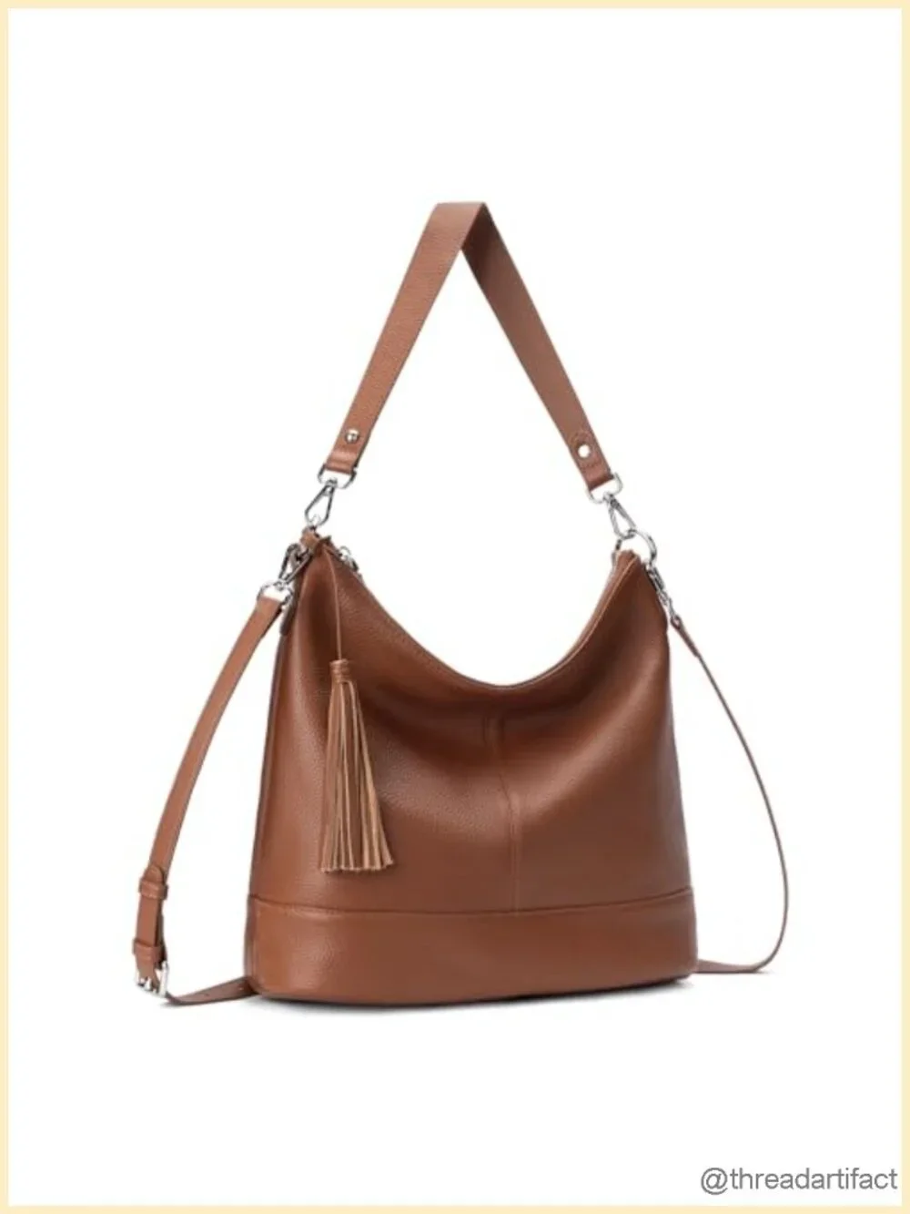 Genuine Leather Hobo Crossbody Bag, Soft Real Leather Shoulder Purse with 2